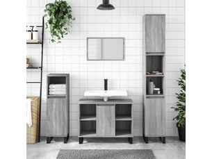 Meuble salle de bain rangement, commode sonoma gris 80x33x60 cm bois d'ingénierie shl8144