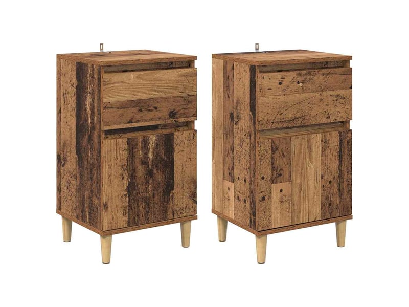  Lot de 2 table de chevet, table de nuit bois ancien 40 x 35 x 70 cm shl5151  - Conforama A