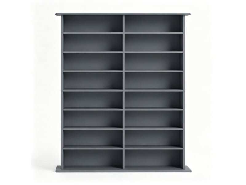  Meuble de rangement cd et dvd 106.5x24x126.3 cm à tablettes réglables en panneaux de particules gris  - Conforama A