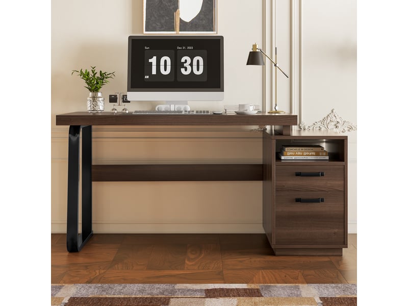  Bureau 161 cm coloris marron bureau marron - Conforama D