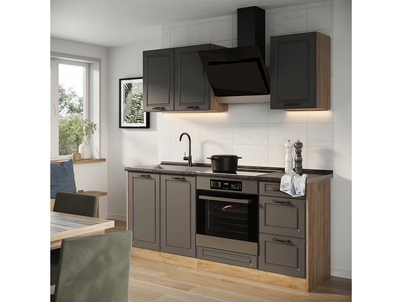 Vicco cuisine, anthracite campagnechêne doré, 180cm sans plan de travail - Conforama C