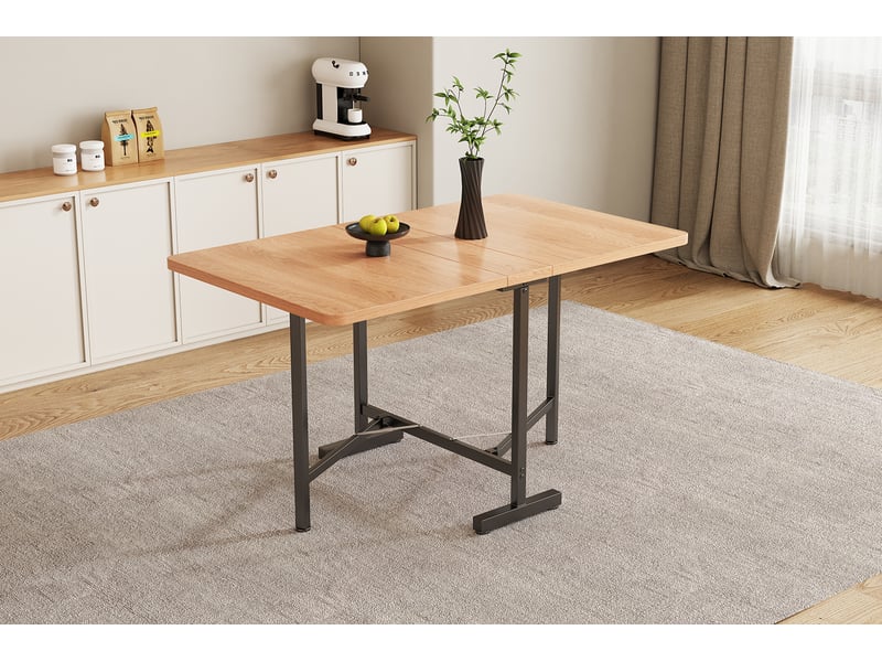Table extensible pliable avec rangement pour salle à manger en mdf chêne blanc américain - Conforama C
