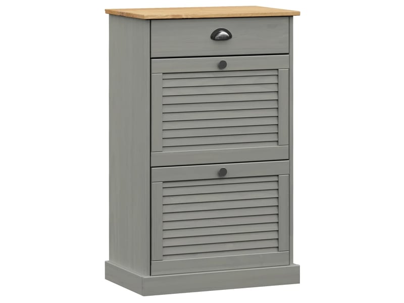  Meuble à chaussure, armoire à chaussures vigo 60x35x96 cm gris bois massif de pin  - Conforama A