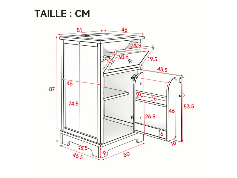  Meuble vasque blanc 51 cm en mdf laqué avec vasque en céramique intégrée  - Conforama C
