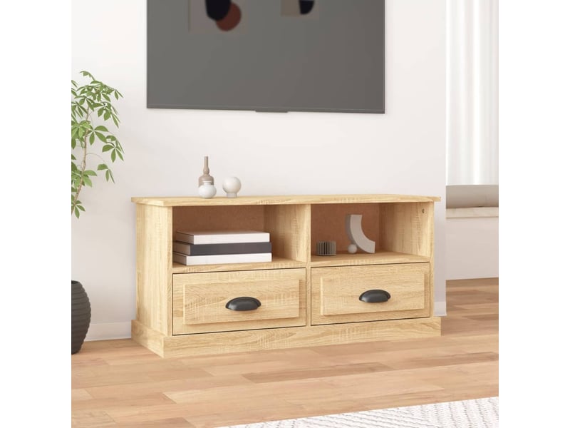  Meuble tv - banc tv - meuble de rangement chêne sonoma 93x35,5x45 cm bois d'ingénierie  - Conforama B