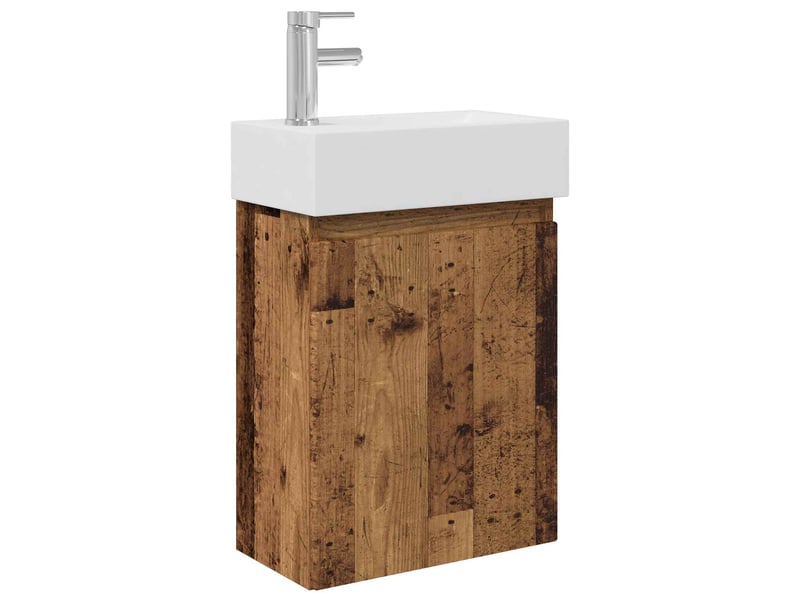  Meuble de rangement salle de bain avec robinet bois ancien shl4900  - Conforama A