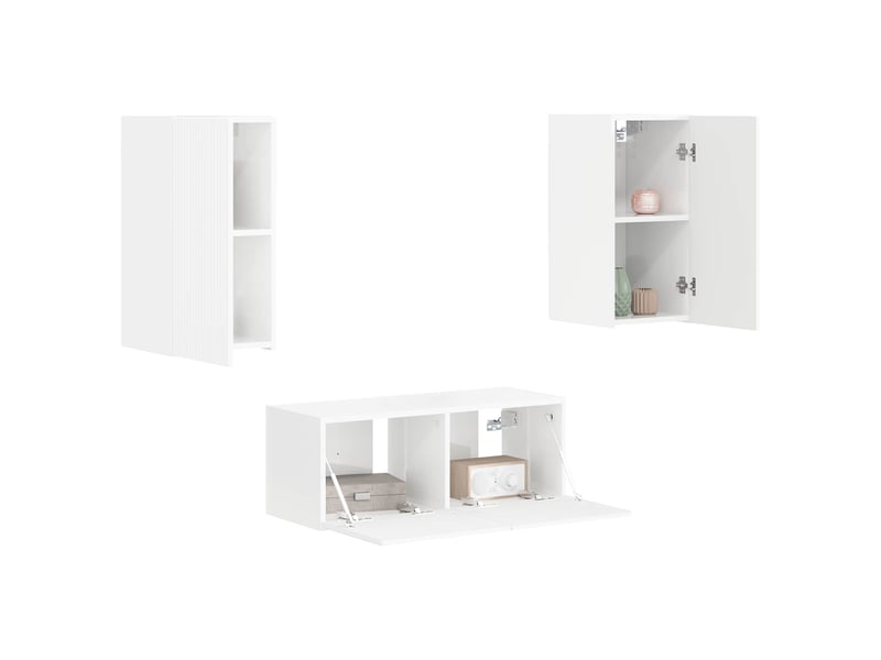  Ensemble meuble tv - banc tv - meuble de rangement 2 pcs blanc brillant bois d'ingénierie  - Conforama C