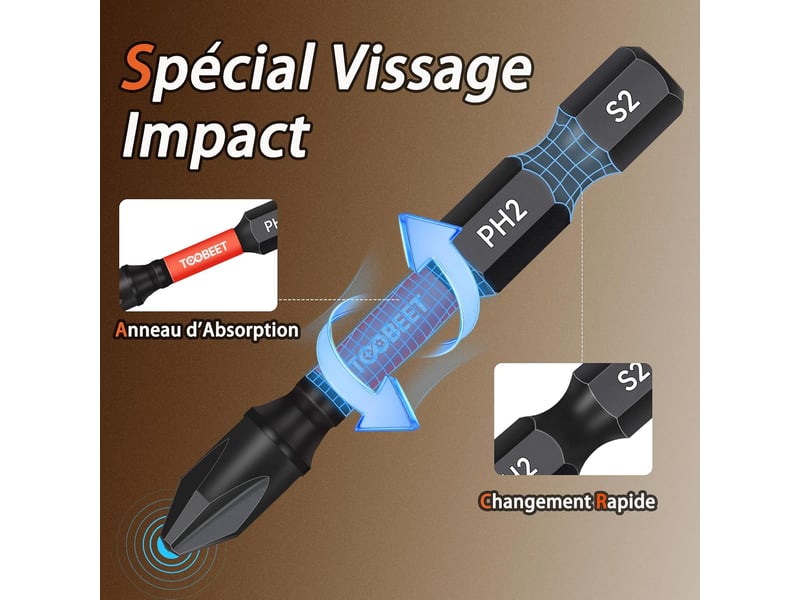  Jeu de 46 embouts de vissage torx, phillips (ph), pozidriv (pz), hex, fente  - Conforama D