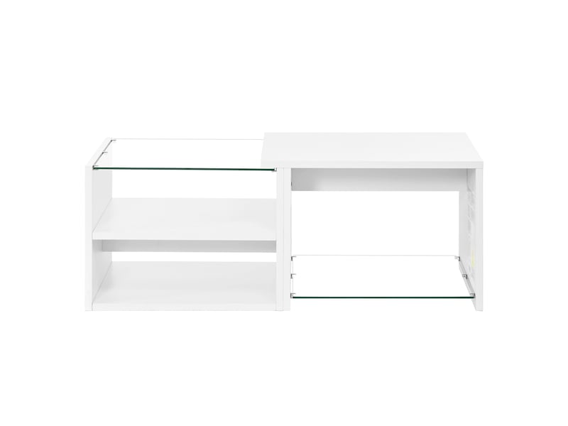 Table basse à led avec rangements ouverts 100x50x38 cm blanche - Conforama R