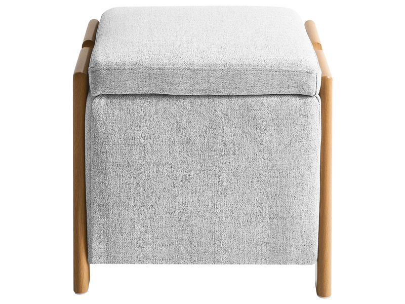 Pouf de rangement edland tissu 45 cm 43 cm gris clair  - Conforama E