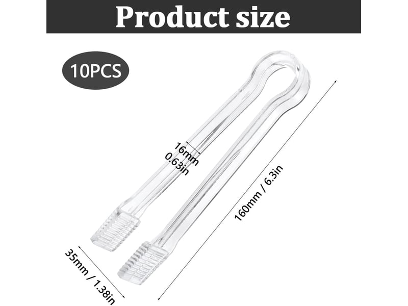  Lot de 10 mini pince a glacon plastique pince a sucre pince alimentaire utilisé pour buffet salade bonbons barbecue bar (transparent) NO Commercial reference - Conforama B