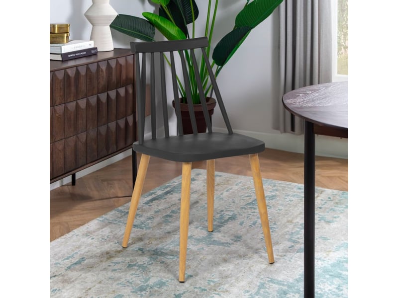 Chaise de cuisine et salon en polypropylène style classique toutou - noir  - Conforama B
