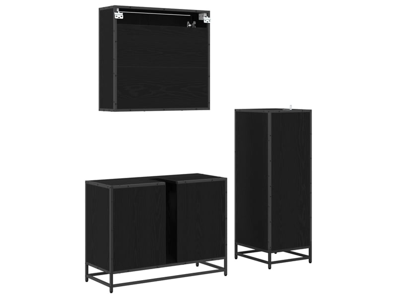  Ensemble de mobilier de salle de bain 3 pc chêne noir cf64342  - Conforama D