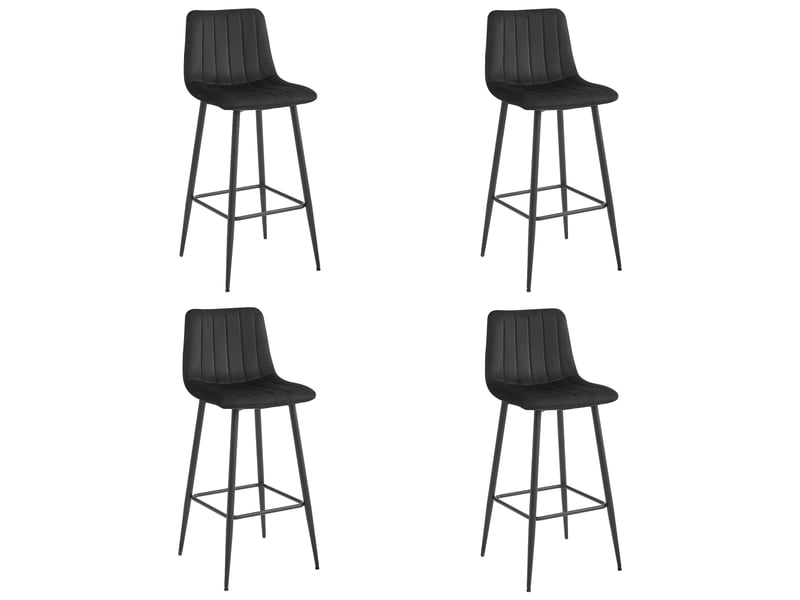  Tabouret de bar - leobert - pozza - velours noirpieds noirs - lot de 4  - Conforama A