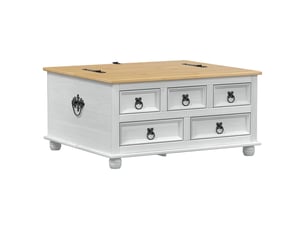 Boîte de rangement avec tiroir blanc 90x78x45 cm pin massif