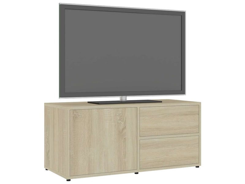  Meuble tv - banc tv - meuble de rangement chêne sonoma 80x34x36 cm bois d'ingénierie  - Conforama D