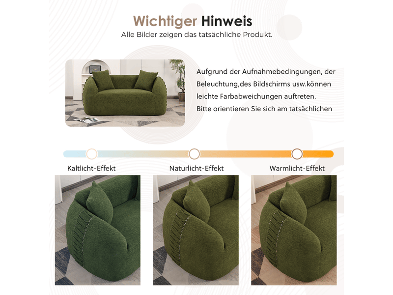  Canapé 2 places courbé duboisdesign série baseball tissu chenille vert  155×67×90 cm  - Conforama D