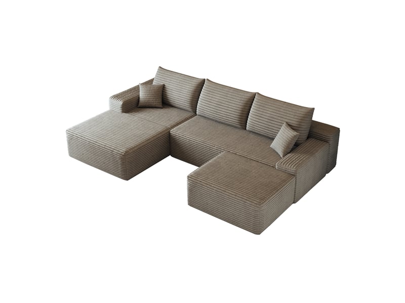  Canapé d'angle modulaire 270x175x83 cm 4 places camel  - Conforama A
