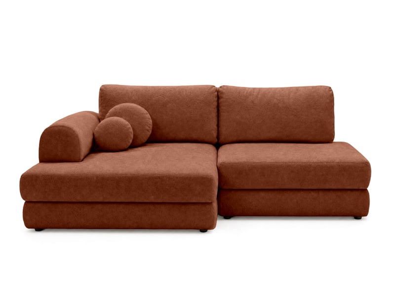  April - canapé d'angle gauche 4 places convertible avec coffre en velours texturé - best mobilier - terracotta APRIL - Conforama A