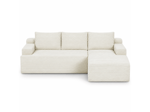 Canapé d'angle l 4 places 238x152 cm modulable - assise profonde style cloud avec ressorts ensachés - velours côtelé beige