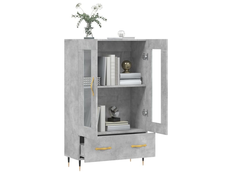  Buffet haut - bahut - meuble de rangement gris béton 69,5x31x115 cm bois d'ingénierie  - Conforama D