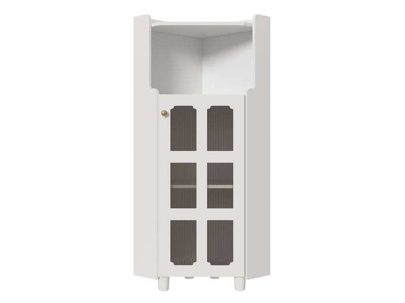  Armoire d'angle 63,5x45x124 cm, gain de place, éclairage led, pour salon, bibliothèque, salle de bains, mdf blanc  - Conforama A