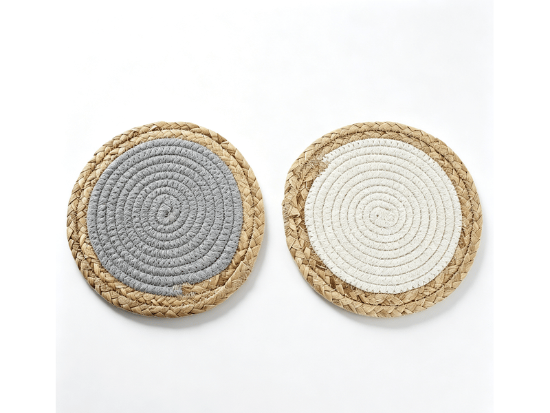  Set de 2 sets de table dkd home decor ronds coton fibre naturelle 20 cm S3037177 - Conforama A
