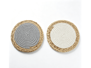 Set de 2 sets de table dkd home decor ronds coton fibre naturelle 20 cm