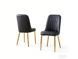 Lot de 2 chaises simili cuir noir – design minimaliste, assise large, pieds en métal antidérapants