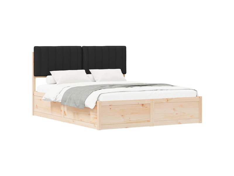  Lit double- lit adulte -  cadre de lit avec tête de lit rembourrée noir 150 x 200 cm  - Conforama A