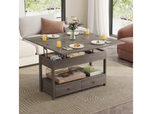 Table basse rectangulaire coloris gris <strong>HAVENLYHOME</strong> <strong></strong> - 100 cmx50 cm