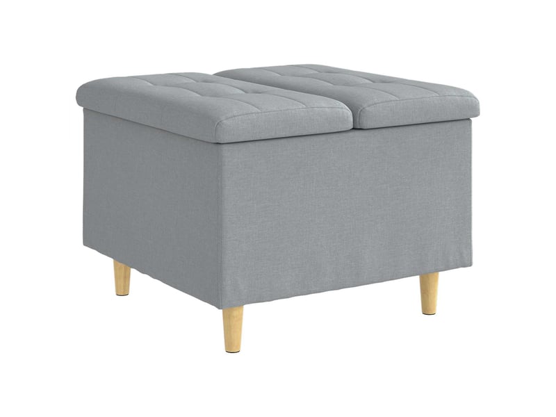  Ottoman, repose pied salon avec rangement gris clair 60x60x45 cm tissu  - Conforama A
