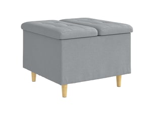Ottoman, repose pied salon avec rangement gris clair 60x60x45 cm tissu