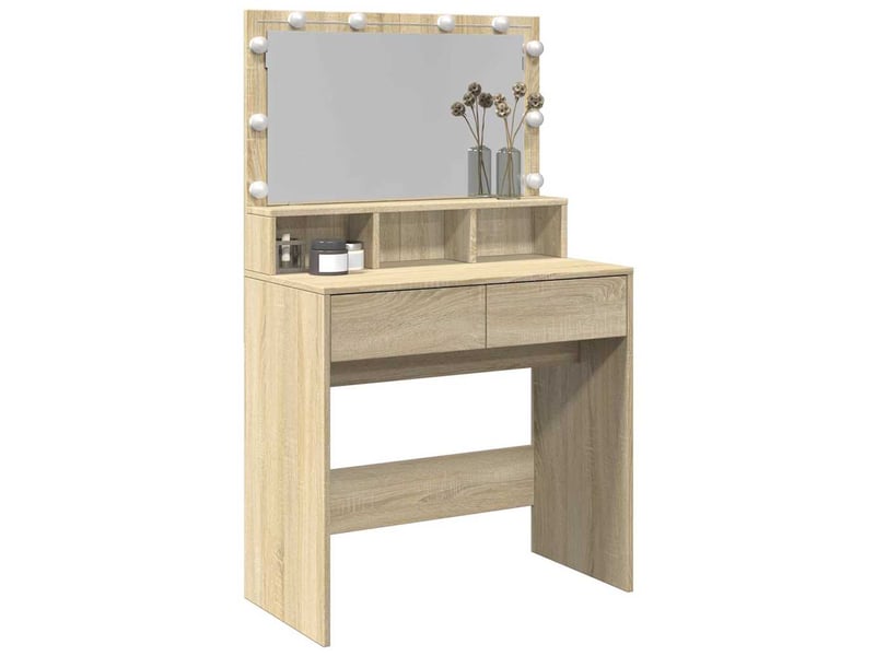 Coiffeuse, table de maquillage avec led chêne sonoma 80x41x134,5 cm - Conforama D