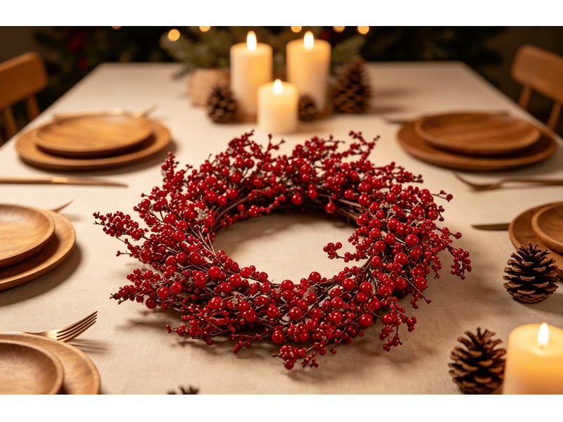  Couronne de l’avent krist+ rouge plastique fruits rouges 48 x 10 x 48 cm (6 unités) S3627065 - Conforama D
