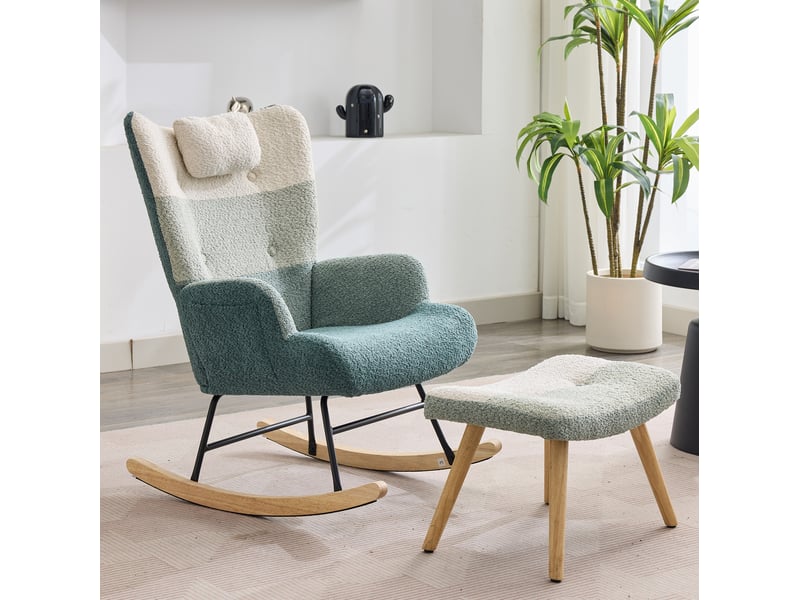  Fauteuil à bascule modenvie en bouclette multicolore avec repose-pieds  - Conforama E