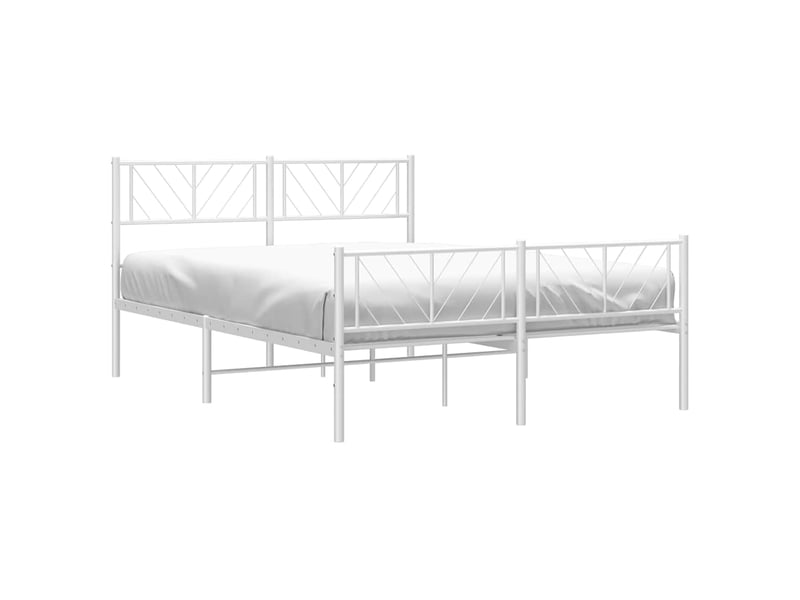  Lit double- lit adulte -  cadre de lit métal sans matelas et pied de lit blanc 135x190 cm  - Conforama C