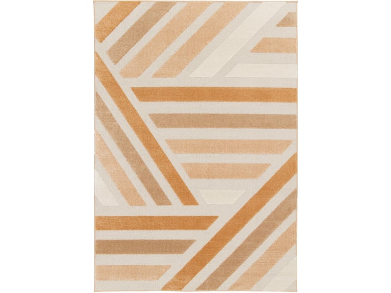  Tapis doux à relief graphique moderne orange 160x230  - Conforama B