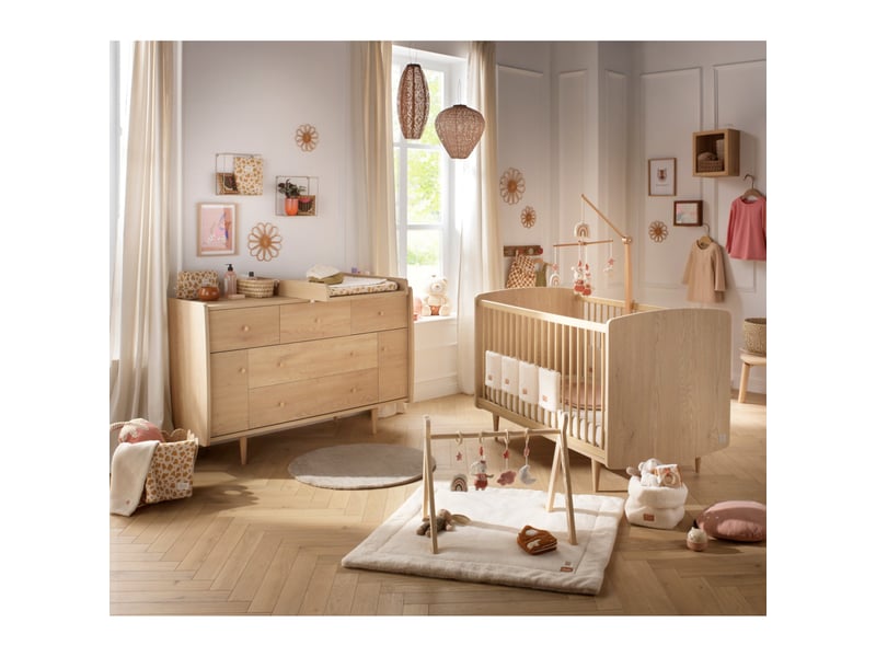 Chambre bébé évolutive my love, lit 140x70 évolutif et commode à langer - chêne vintage  - Conforama A