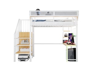 Lit mezzanine 90x200 cm ELVMI   coloris blanc