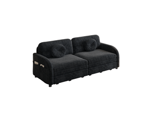 Canapé droit convertible MODENVIE 2 places Tissu noir
