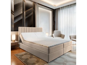 Lit avec rangement 140x200 cm <strong>MASSENO</strong> <strong></strong> coloris beige