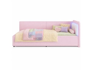 Lit banquette 90x200 cm ULQENI   coloris rose