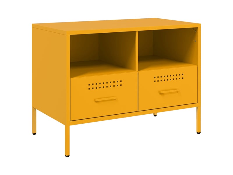  Meuble tv - banc tv - meuble de rangement jaune moutarde 68x39x50,5 cm acier  - Conforama A