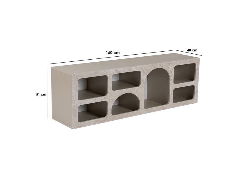  Buffet arsenio, bahut 6 étagères, 160x40x51h cm beige marbré Arsenio - Conforama C