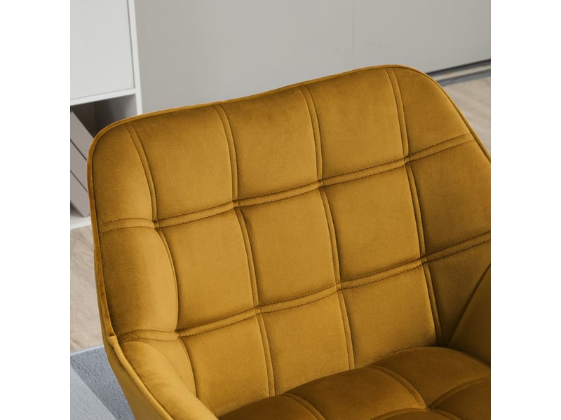  Fauteuil 67 x 61 x 71 cm revêtement velours siège dossier à oreilles pieds surélevés style scandinave coloris jaune polyester effet velours  - Conforama C