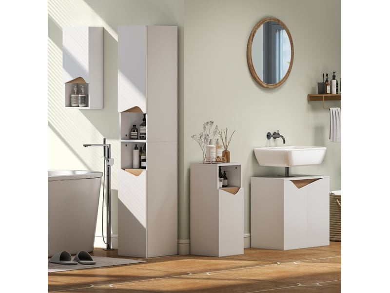 Meuble sous vasque 2 portes à fermeture douce avec rangement discret pour salle de bain blanc 60 × 35 × 57,9 cm - Conforama D