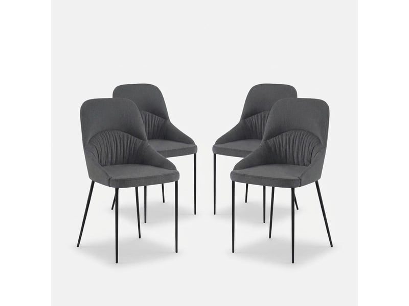  Lot de 4 chaises rembourrées en tissu facile à nettoyer harmony - gris foncé  - Conforama A