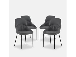 Lot de 4 chaises rembourrées en tissu facile à nettoyer harmony - gris foncé