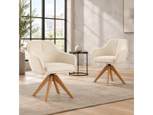 Lot de 2 chaises de salle à manger,58x46x82 cm,pivotantes 360°,tissu,beige